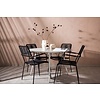 ebuy24 Lina tuinmeubelset tafel Ø120cm beige, 4 stoelen Lindos zwart.