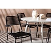 ebuy24 Lina tuinmeubelset tafel Ø120cm beige, 4 stoelen Lindos zwart.