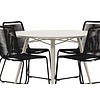 ebuy24 Lina tuinmeubelset tafel Ø120cm beige, 4 stoelen Lindos zwart.