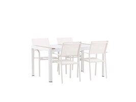ebuy24 Togo tuinmeubelset tafel 90x150cm wit, 4 stoelen Santorini wit.