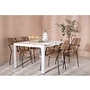 ebuy24 Togo tuinmeubelset tafel 90x150cm wit, 4 stoelen Lindos bruin.