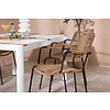 ebuy24 Togo tuinmeubelset tafel 90x150cm wit, 4 stoelen Lindos bruin.