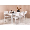 ebuy24 Togo tuinmeubelset tafel 100x200cm wit, 6 stoelen Santorini wit.