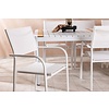 ebuy24 Togo tuinmeubelset tafel 100x200cm wit, 6 stoelen Santorini wit.