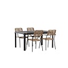 ebuy24 Togo tuinmeubelset tafel 90x150cm zwart, 4 stoelen Lindos bruin.