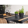 ebuy24 Togo tuinmeubelset tafel 90x150cm zwart, 4 stoelen Lindos bruin.