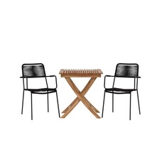 ebuy24 Ghana tuinmeubelset tafel, 2 stoelen naturel,zwart.