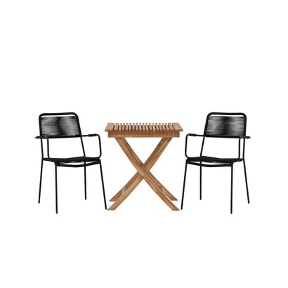 ebuy24 Ghana tuinmeubelset tafel, 2 stoelen naturel,zwart.