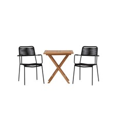 ebuy24 Kenya tuinmeubelset tafel, 2 stoelen naturel,zwart.