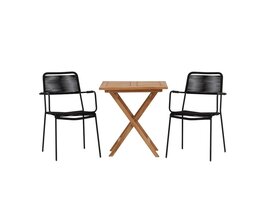 ebuy24 Kenya tuinmeubelset tafel, 2 stoelen naturel,zwart.