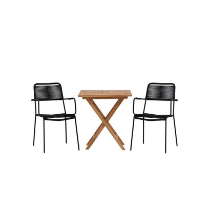 ebuy24 Kenya tuinmeubelset tafel, 2 stoelen naturel,zwart.