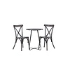 ebuy24 Bacong tuinmeubelset tafel, 2 stoelen zwart,donkergrijs.