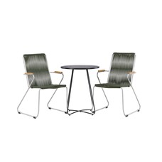 ebuy24 Bacong tuinmeubelset tafel, 2 stoelen zwart,groen.