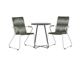ebuy24 Bacong tuinmeubelset tafel, 2 stoelen zwart,groen.