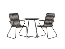 ebuy24 Bacong tuinmeubelset tafel, 2 stoelen zwart.