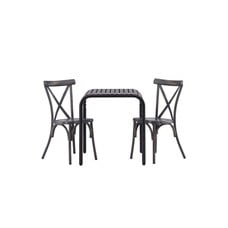 ebuy24 Borneo tuinmeubelset tafel, 2 stoelen zwart,donkergrijs.