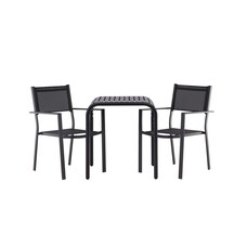 ebuy24 Borneo tuinmeubelset tafel, 2 stoelen zwart.