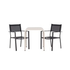 ebuy24 Borneo tuinmeubelset tafel, 2 stoelen beige,zwart.