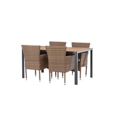 ebuy24 Break tuinmeubelset tafel 90x150cm naturel, 4 stoelen Malina naturel.
