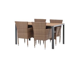 ebuy24 Break tuinmeubelset tafel 90x150cm naturel, 4 stoelen Malina naturel.