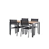 ebuy24 Break tuinmeubelset tafel 90x150cm naturel, 4 stoelen Copacabana zwart.