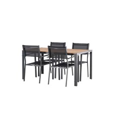 ebuy24 Break tuinmeubelset tafel 90x150cm naturel, 4 stoelen Copacabana zwart.