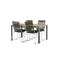 ebuy24 Break tuinmeubelset tafel 90x150cm naturel, 4 stoelen Bois groen.
