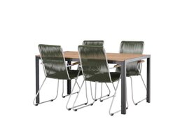 ebuy24 Break tuinmeubelset tafel 90x150cm naturel, 4 stoelen Bois groen.