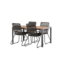 ebuy24 Break tuinmeubelset tafel 90x150cm naturel, 4 stoelen Bois zwart.