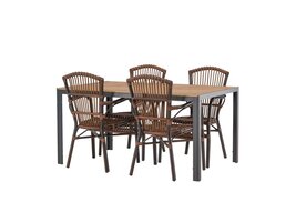 ebuy24 Break tuinmeubelset tafel 90x150cm naturel, 4 stoelen Galera bruin.