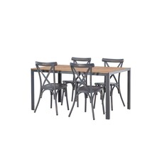 ebuy24 Break tuinmeubelset tafel 90x150cm naturel, 4 stoelen Peking donkergrijs.