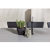 ebuy24 Garcia tuinmeubelset tafel 100x200cm grijs, 6 stoelen Malina zwart.