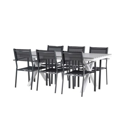 ebuy24 Garcia tuinmeubelset tafel 100x200cm grijs, 6 stoelen Copacabana zwart.