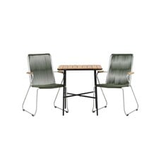 ebuy24 Holmbeck tuinmeubelset tafel, 2 stoelen naturel,groen.