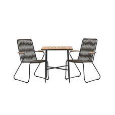 ebuy24 Holmbeck tuinmeubelset tafel, 2 stoelen naturel,zwart.