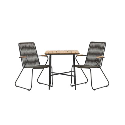 ebuy24 Holmbeck tuinmeubelset tafel, 2 stoelen naturel,zwart.