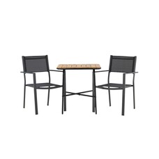 ebuy24 Holmbeck tuinmeubelset tafel, 2 stoelen naturel,zwart.