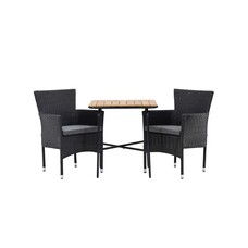 ebuy24 Holmbeck tuinmeubelset tafel, 2 stoelen naturel,zwart.