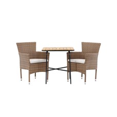 ebuy24 Holmbeck tuinmeubelset tafel, 2 stoelen naturel.