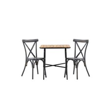 ebuy24 Holmbeck tuinmeubelset tafel, 2 stoelen naturel,donkergrijs.