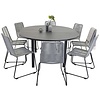 ebuy24 Marbella tuinmeubelset tafel Ø140/190cm zwart, 8 stoelen Lindos grijs.