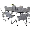 ebuy24 Marbella tuinmeubelset tafel Ø140/190cm zwart, 8 stoelen Lindos grijs.