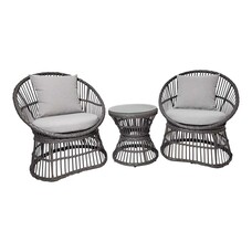 ebuy24 Natal loungeset incl. kussen buitenshuis rotan,grijs.