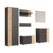 ebuy24 Esteban garderobe opstelling grijs, eik decor.