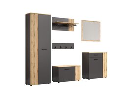 ebuy24 Esteban garderobe opstelling grijs, eik decor.