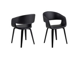 ebuy24 eetkamerstoel met armleuningen PU kunstleer zwart.