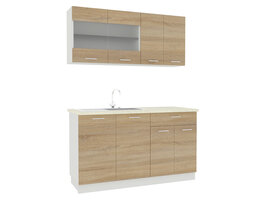 ebuy24 Esilo keukenopstelling , modulekeuken 140 cm wit, eik decor.