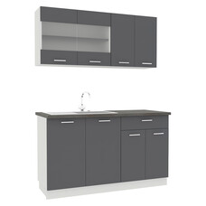 ebuy24 Esilo keukenopstelling , modulekeuken 140 cm wit, grijs.