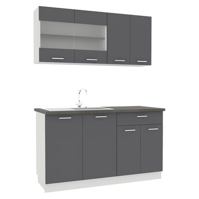 ebuy24 Esilo keukenopstelling , modulekeuken 140 cm wit, grijs.