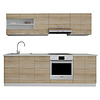 ebuy24 Esilo keukenopstelling , modulekeuken 240 cm wit, eik decor.